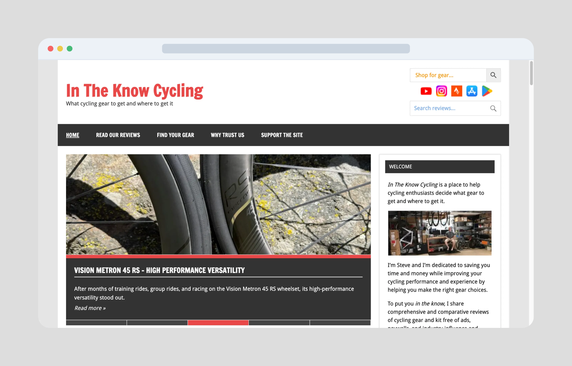 In The Know Cycling website screenshot