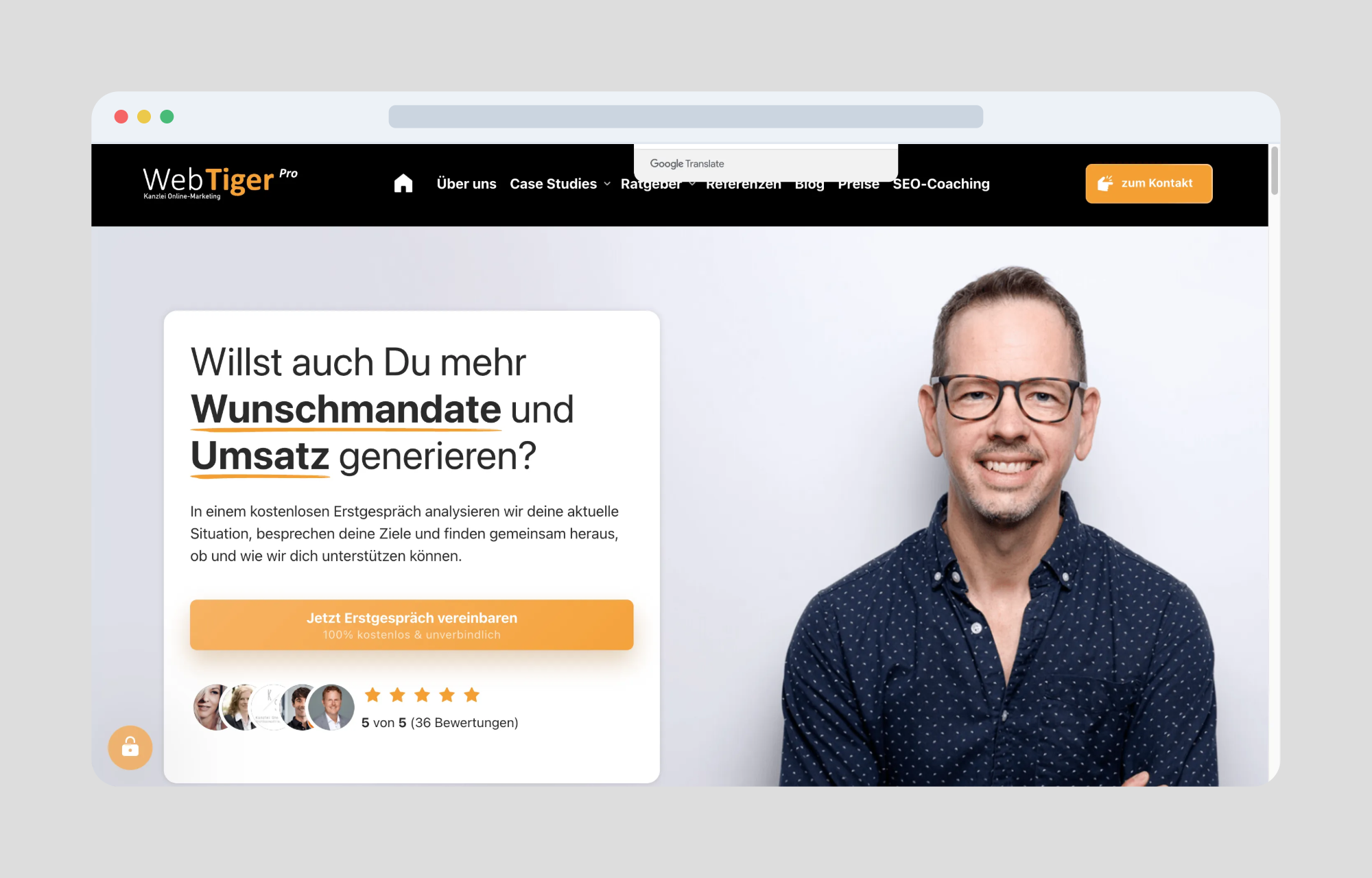 WebTiger Pro website screenshot